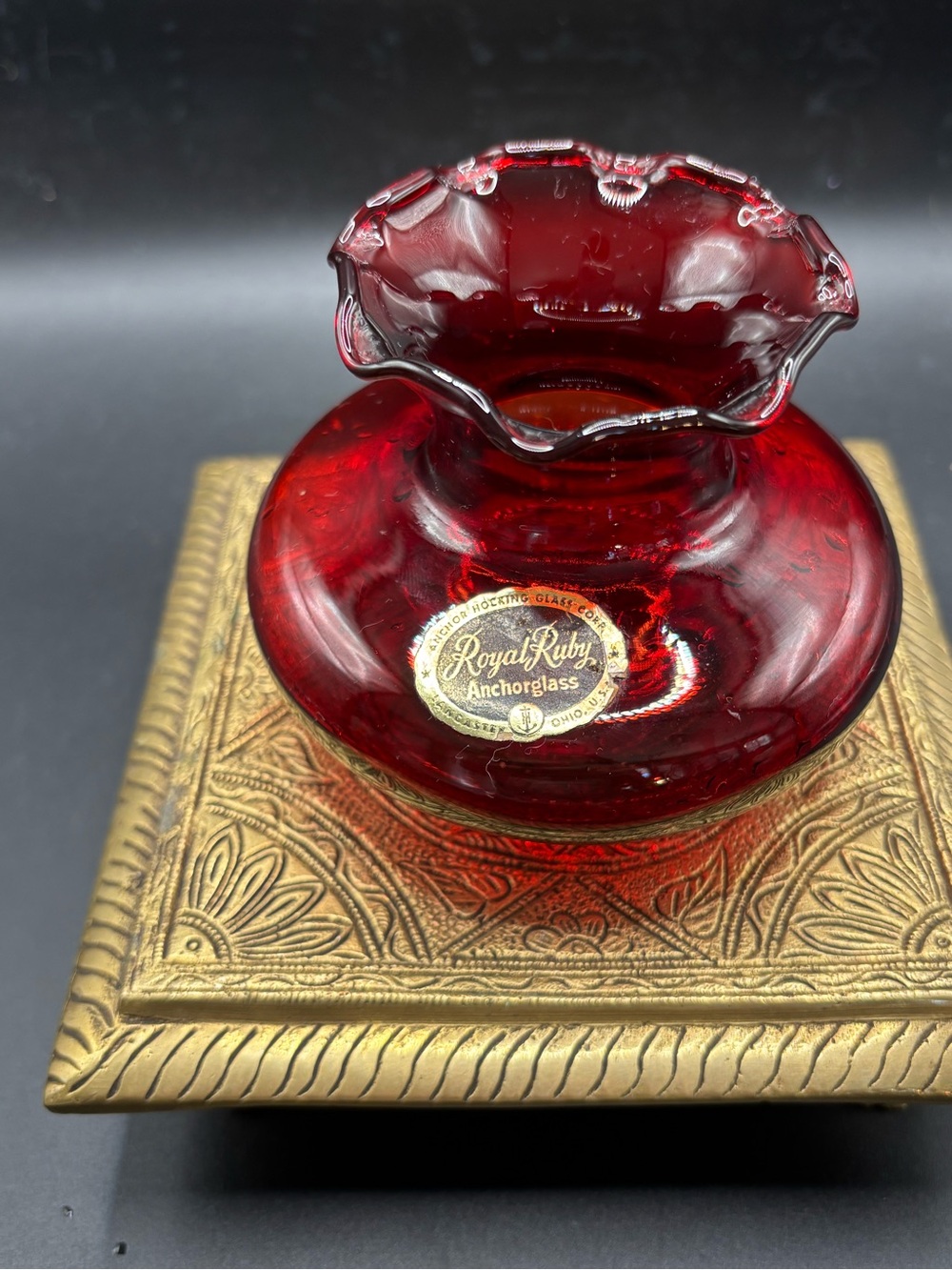 Royal Ruby Anchorglass Ruby Red Ruffled Glass Vase - Picture 2 of 9